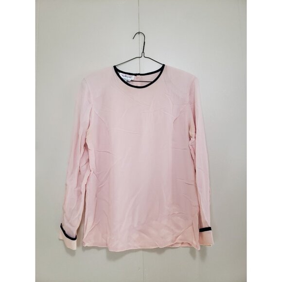 Talbots Tops - Vtg Talbots Womens 10 Blouse Lgt Pink Semi Sheer 100% Silk Back Button Career